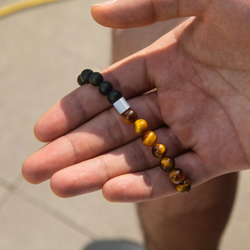 Yellow Tiger Eye Obsidian Beaded Stretch Bracelet