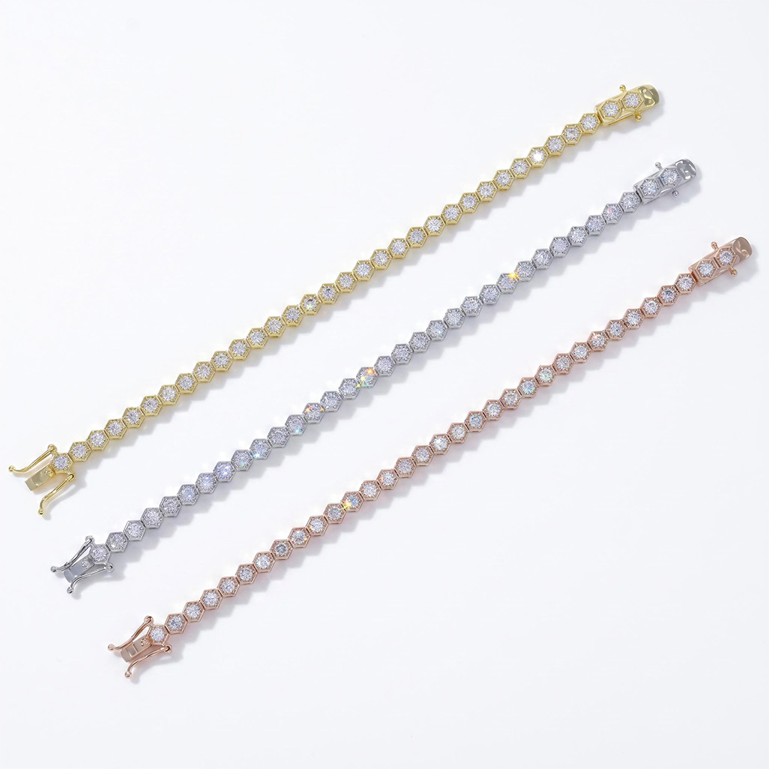 Iced Clustered Hexagon Bracelet