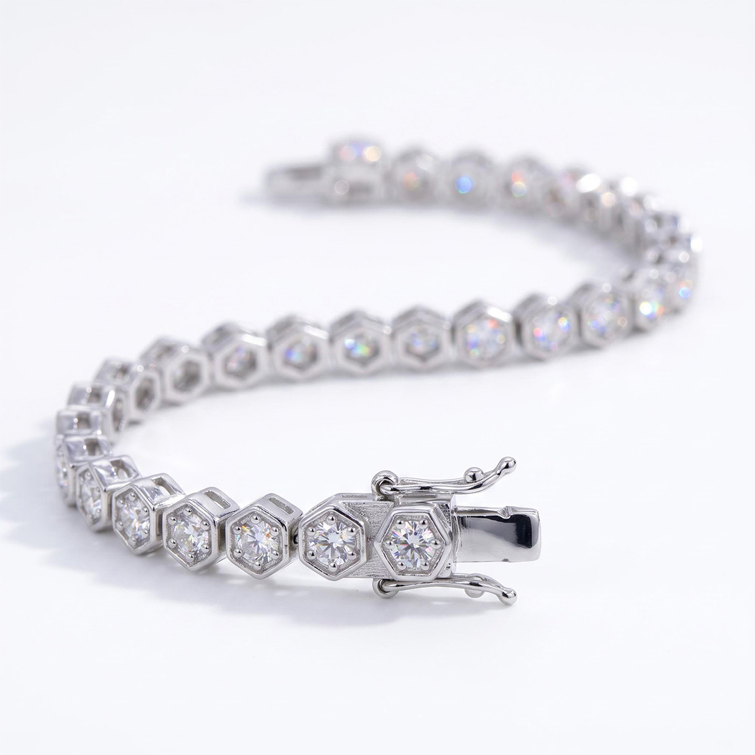 Iced Clustered Hexagon Bracelet