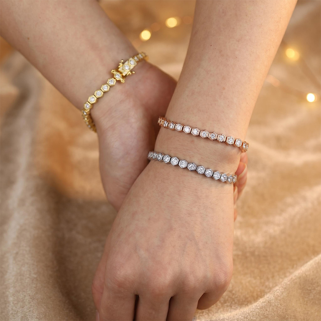 Iced Clustered Hexagon Bracelet
