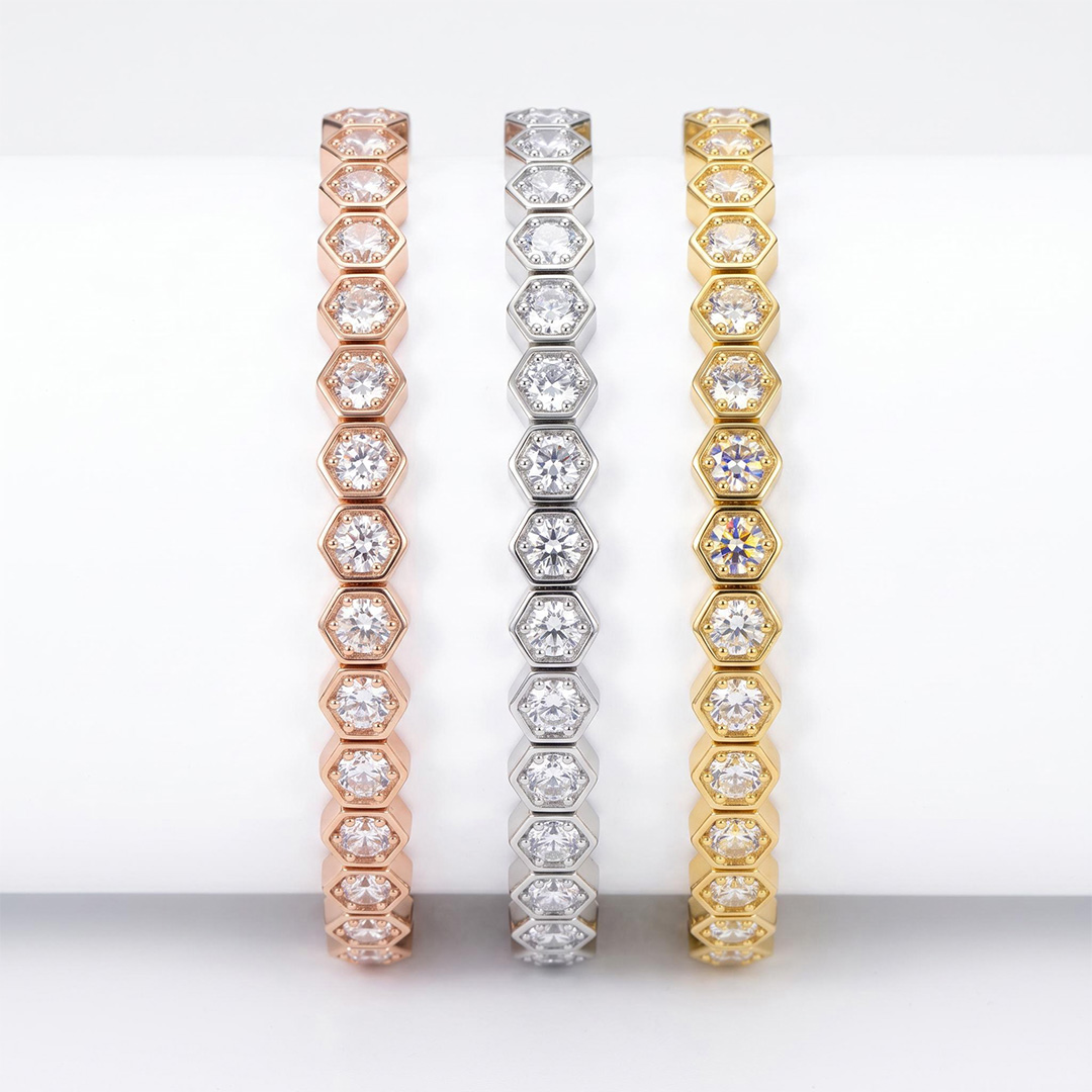 Iced Clustered Hexagon Bracelet