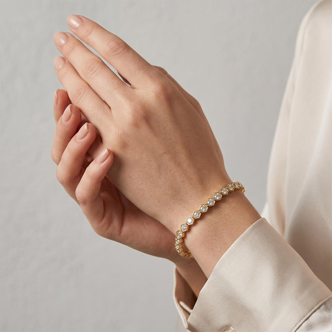 Iced Clustered Hexagon Bracelet