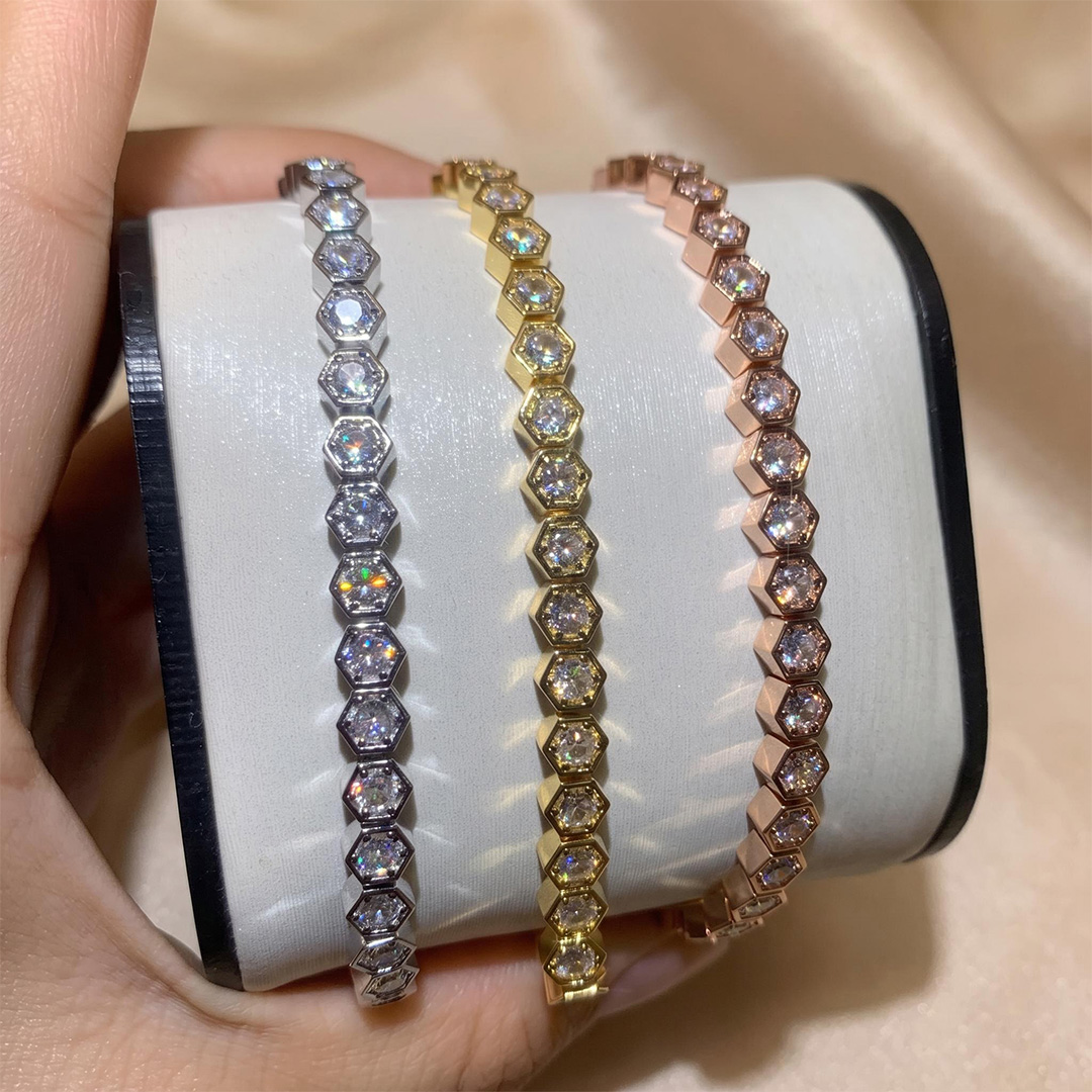 Iced Clustered Hexagon Bracelet