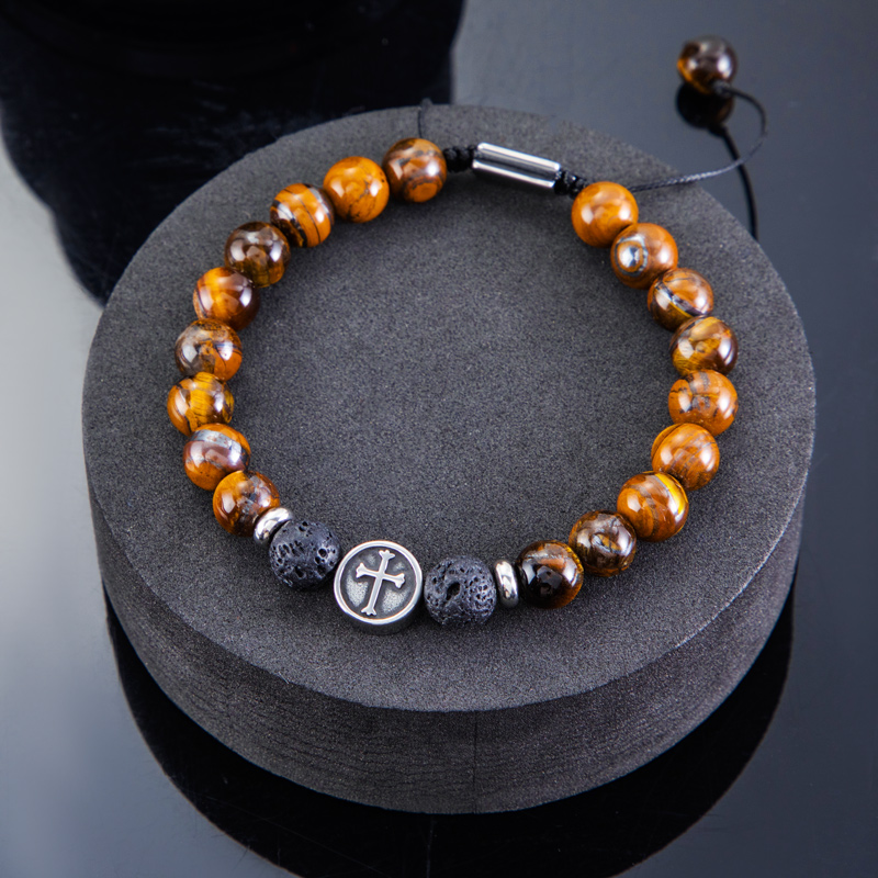  Tiger Eye Stone Adjustable Bracelet & Necklace Set 8mm
