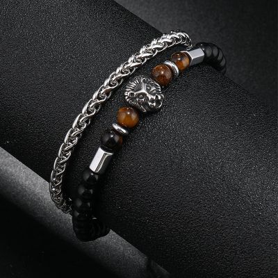 Healing Stone Tiger Eye Franco Chain Layer Bracelet
