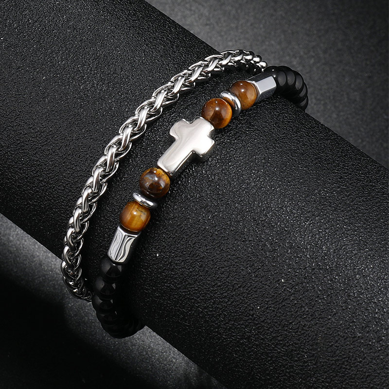 Healing Stone Tiger Eye Franco Chain Layer Bracelet