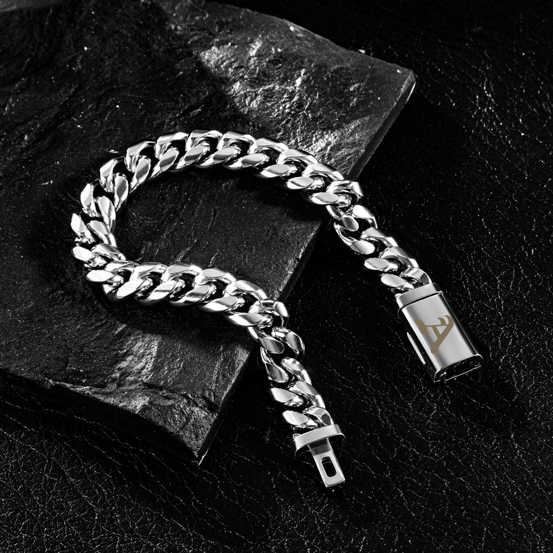 10mm 8" Miami Old English Letter Cuban Link Bracelet in 18K White Gold Plated