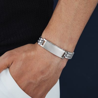 12mm Engraved Stainless Steel Adjustable Bracelet for Men