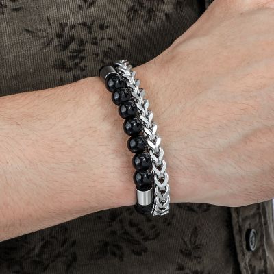 Double Layered Franco Box Chain Beads Bracelet