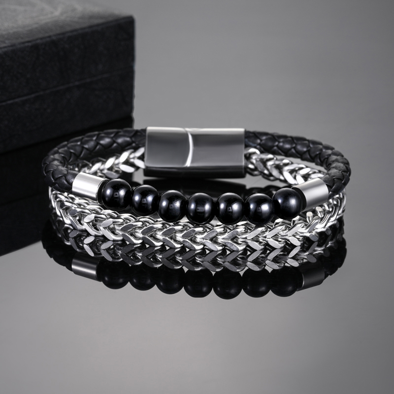 Double Layered Franco Box Chain Beads Bracelet