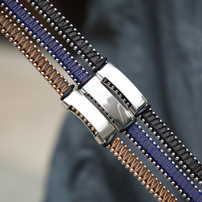 Handmade Genuine Braided Leather & Stainless Steel Engrave Bracelet
