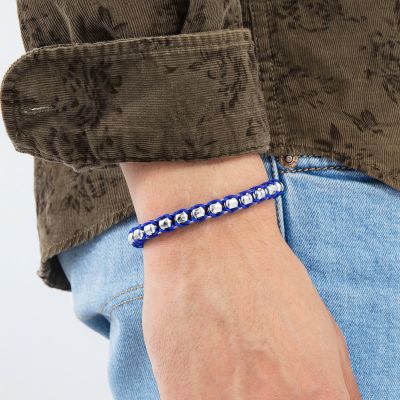 Blue/Brown Handmade Braided Round Box Chain Bracelet