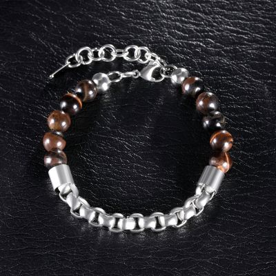 Half Round Box Chain Beads Bracelet