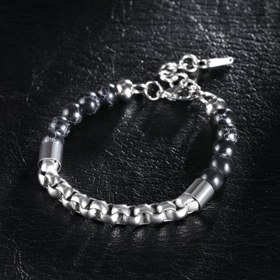 Half Round Box Chain Beads Bracelet