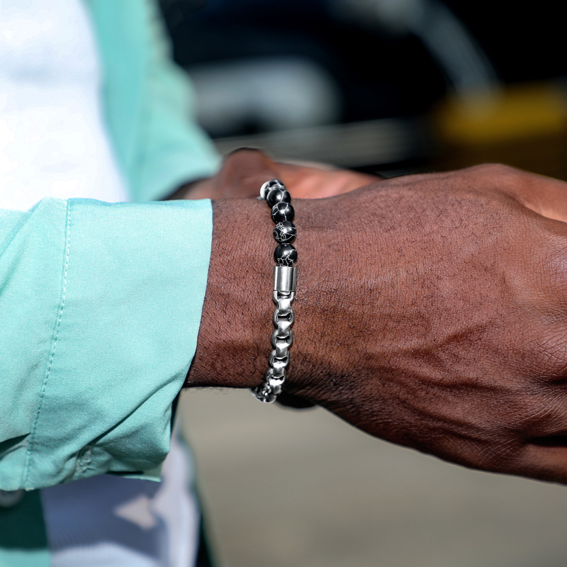 Half Round Box Chain Beads Bracelet