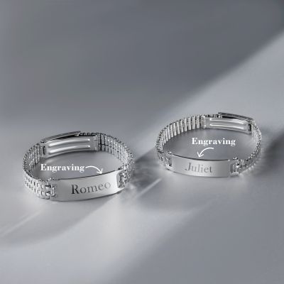 8mm Engraved Stainless Steel Adjustable Bracelet for Women
