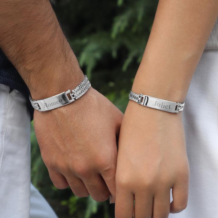 8mm Engraved Stainless Steel Adjustable Bracelet for Women