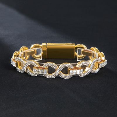 16mm 8'' Iced Infinity Link Bracelet in Gold