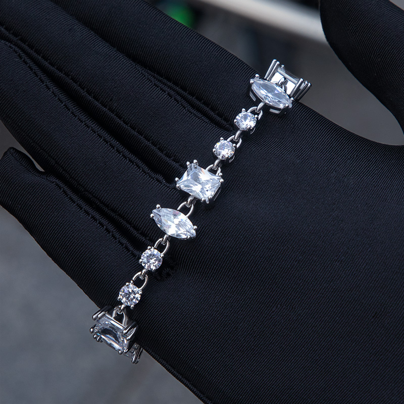 Iced CZ Clear Mixed Shape Tennis Bracelet