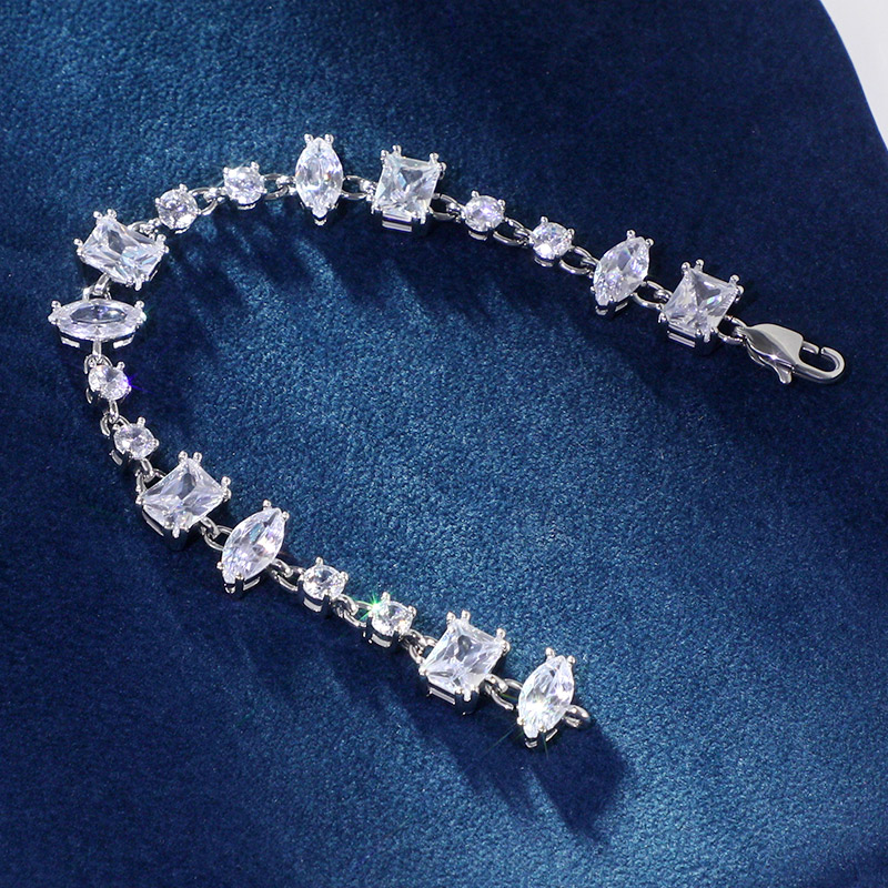 Iced CZ Clear Mixed Shape Tennis Bracelet