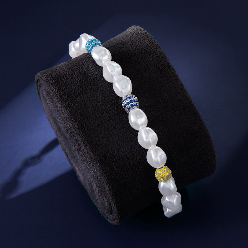 Irregular Pearls & Iced Multi-colour Ball Bracelet