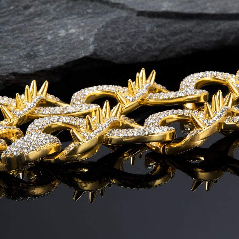 20mm 8'' Spiked Infinity Cuban Link Bracelet in Gold