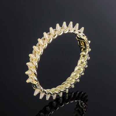 Micro Pave Spike Cuban Link Bracelet/Bangle