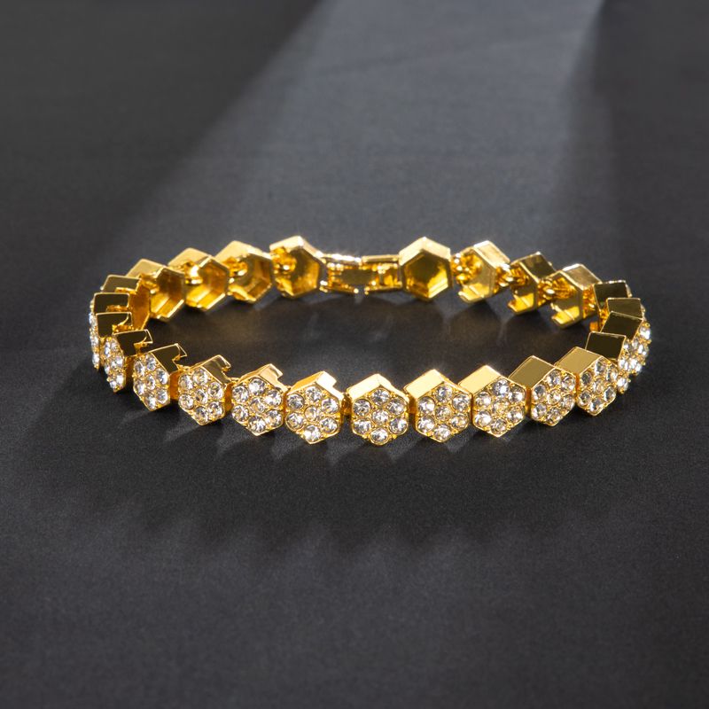 8mm Hexagon Tennis Bracelet in Gold