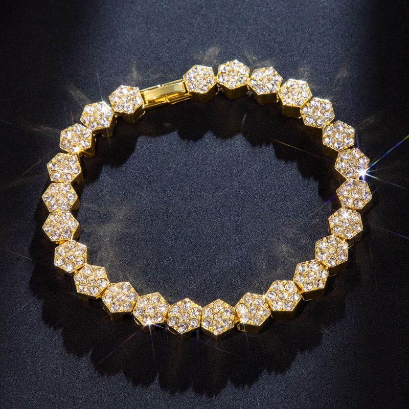 8mm Hexagon Tennis Bracelet in Gold