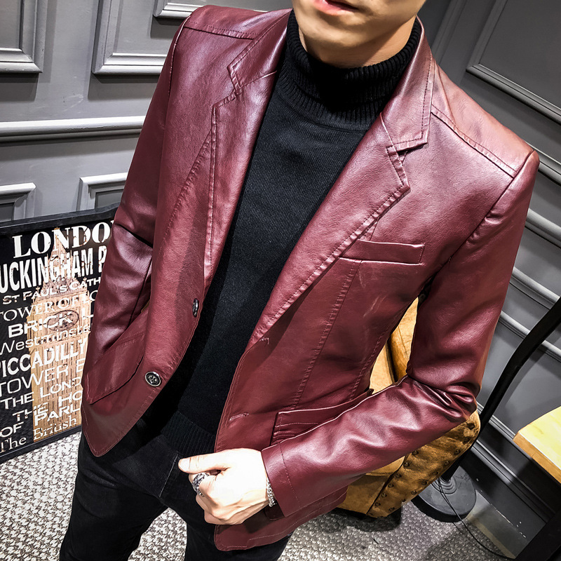 Slim Fit Fashion Jacket Leather Suit