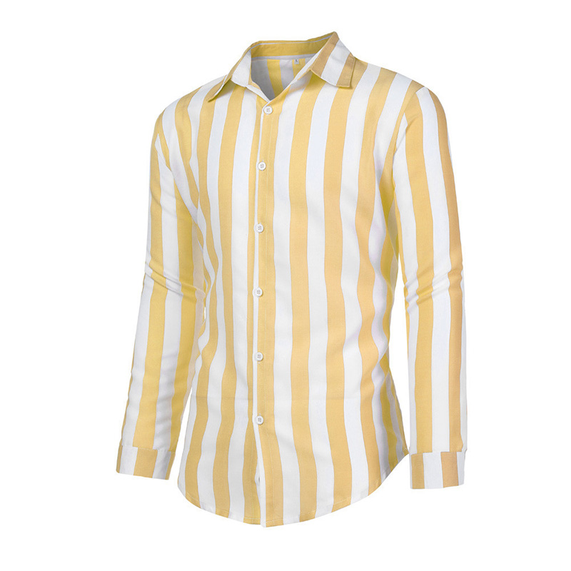 Men's Casual Long Sleeve Vertical Stripe Shirt