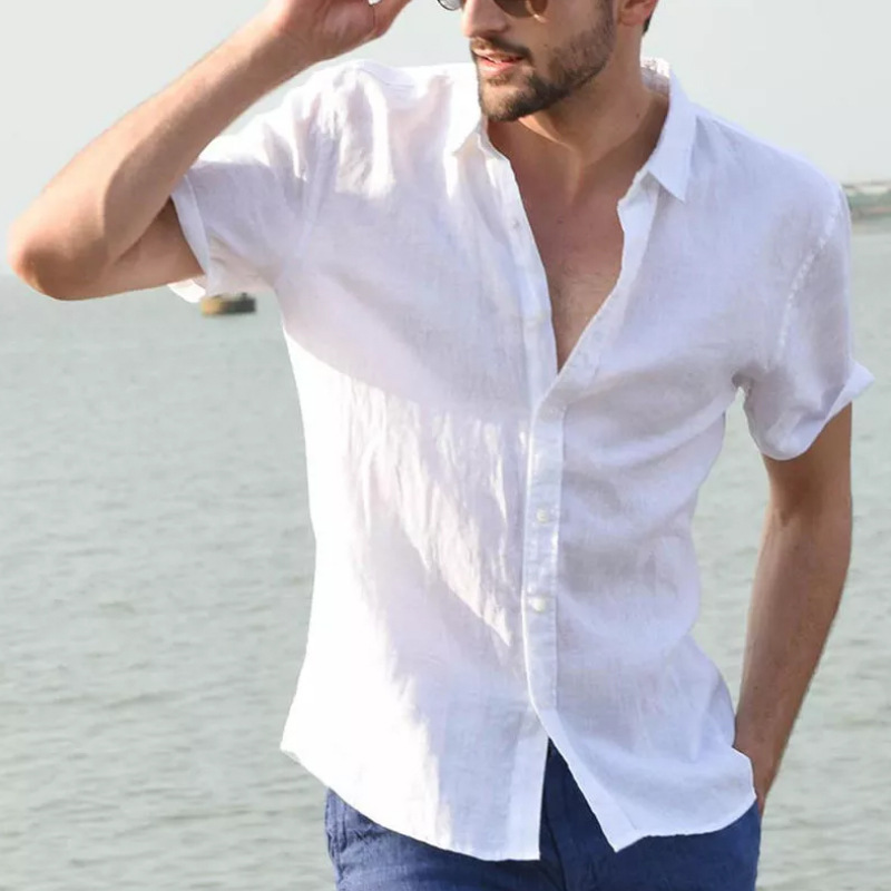Solid Color Short Sleeve Casual Shirt