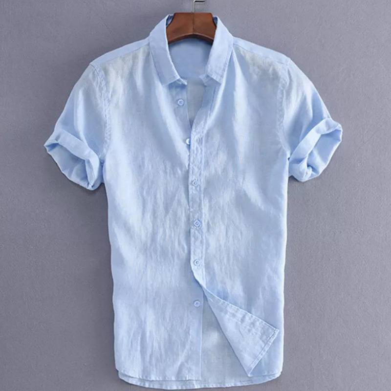 Solid Color Short Sleeve Casual Shirt