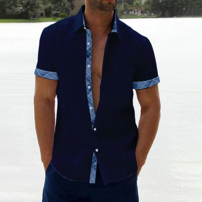 Cuff Collar Contrast Collar Shirt