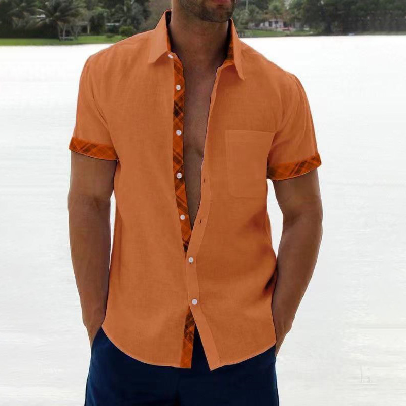 Cuff Collar Contrast Collar Shirt