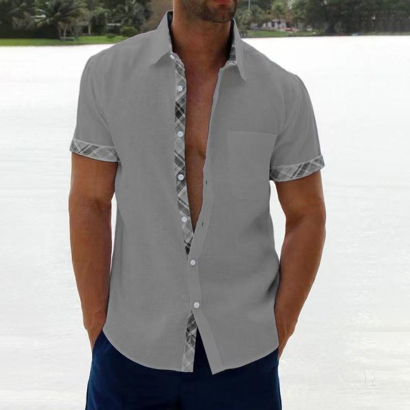 Cuff Collar Contrast Collar Shirt