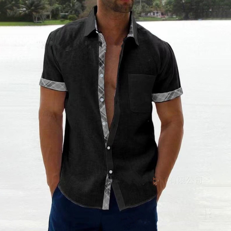 Cuff Collar Contrast Collar Shirt