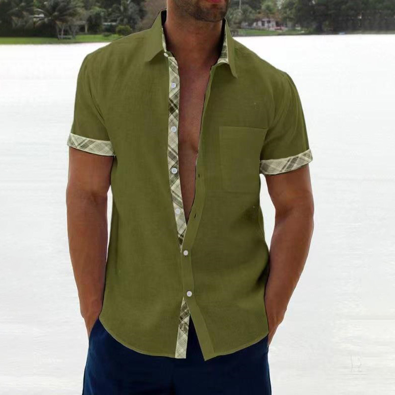 Cuff Collar Contrast Collar Shirt