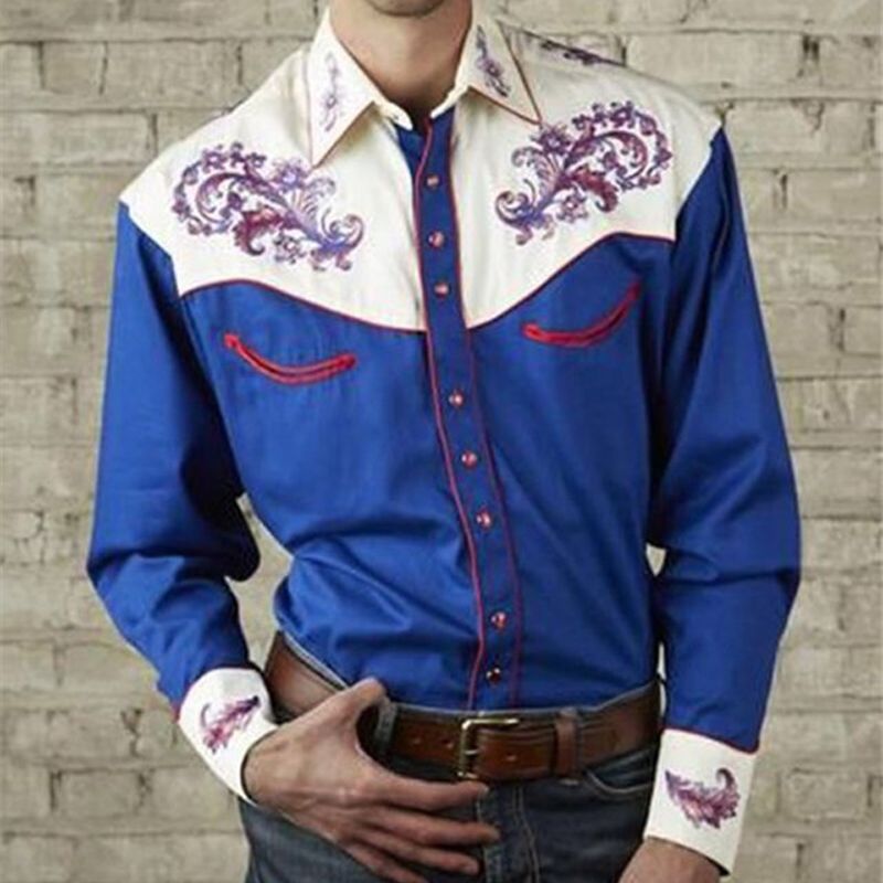 Western Pattern Embroidered Long Sleeve Shirt