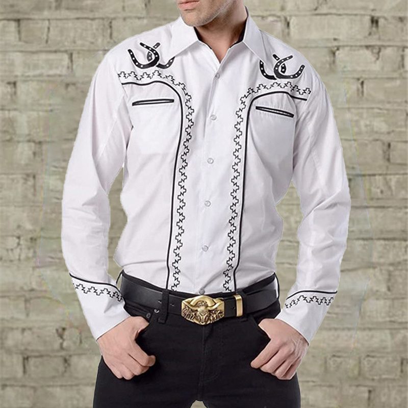 Western Pattern Embroidered Long Sleeve Shirt