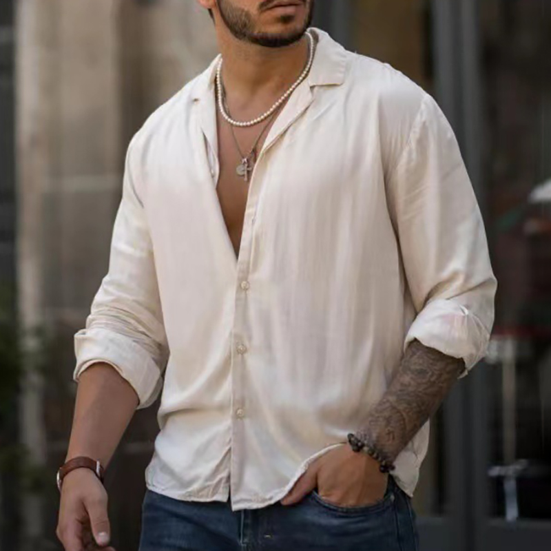 Simple Solid Color Long Sleeve Shirt