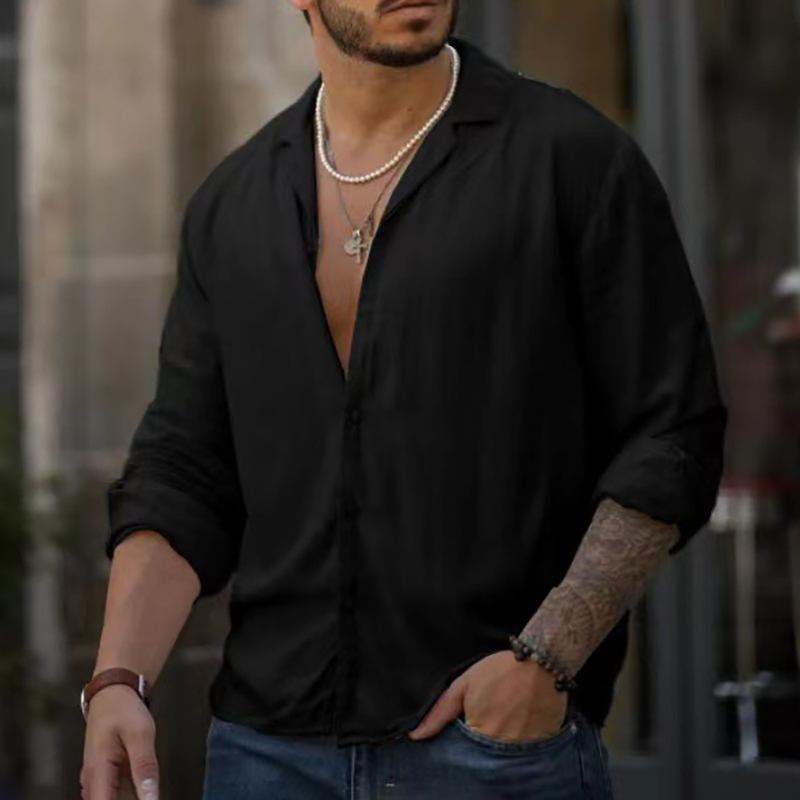 Simple Solid Color Long Sleeve Shirt