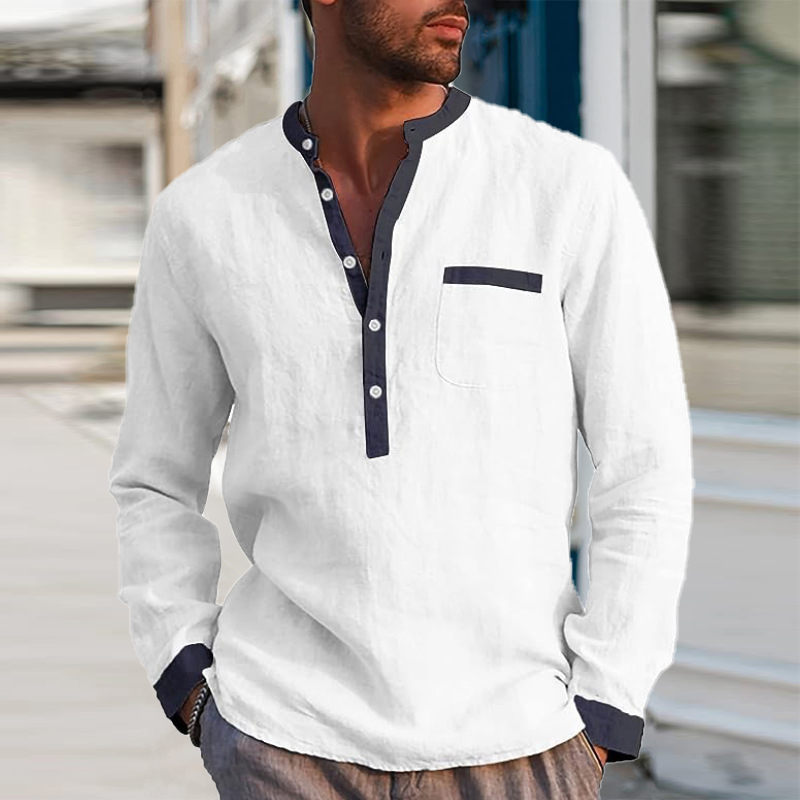 Casual Contrast Color Block Stand Collar Sweatshirt