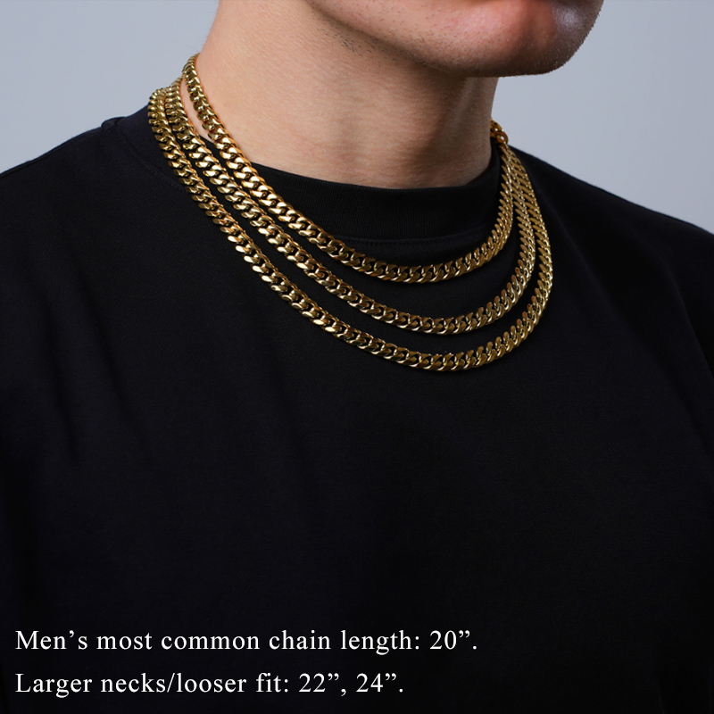 8mm Stainless Steel Cuban Chain in Gold