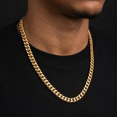 8mm Stainless Steel Cuban Chain in Gold