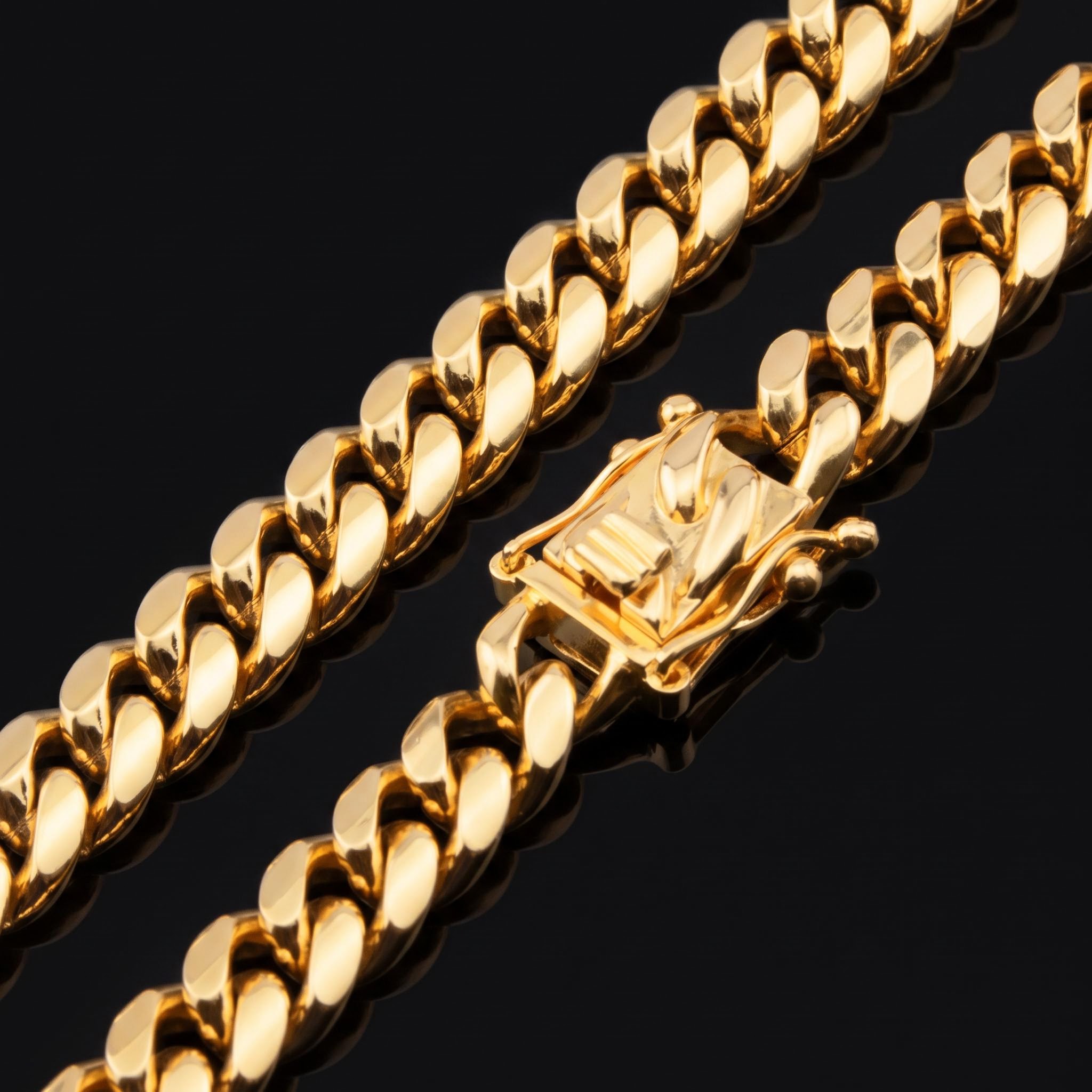 8mm Stainless Steel Cuban Chain in Gold
