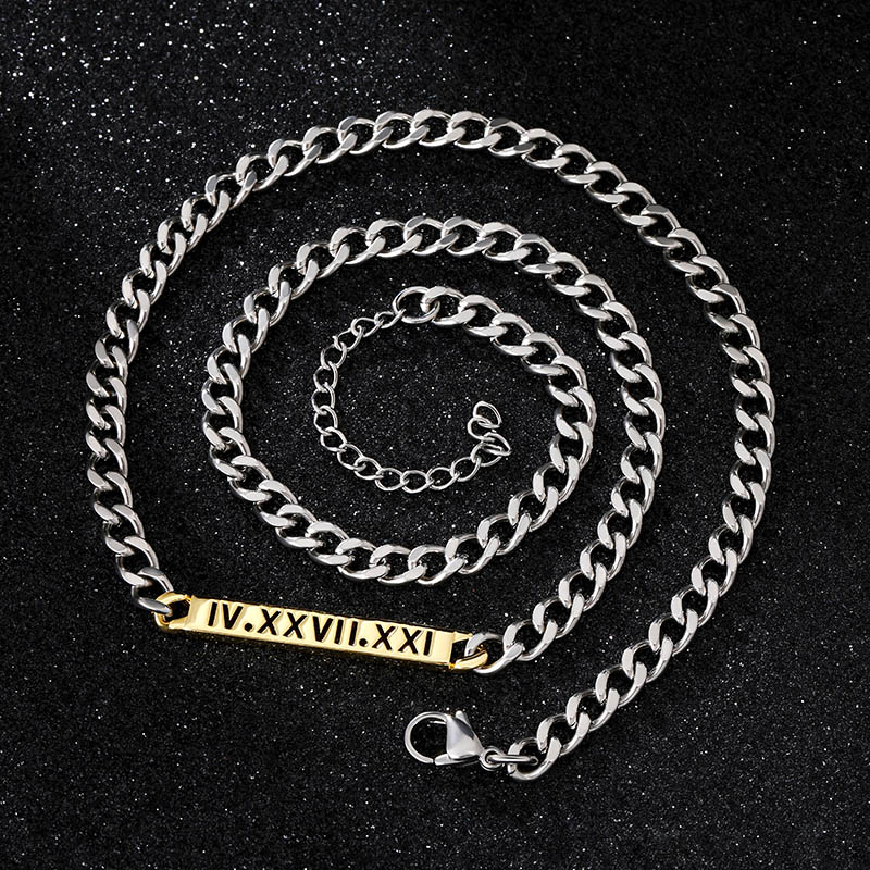 5mm Two-tone Personalized Engraved Cuban ID Necklace