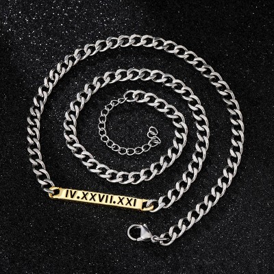 5mm Two-tone Personalized Engraved Cuban ID Necklace