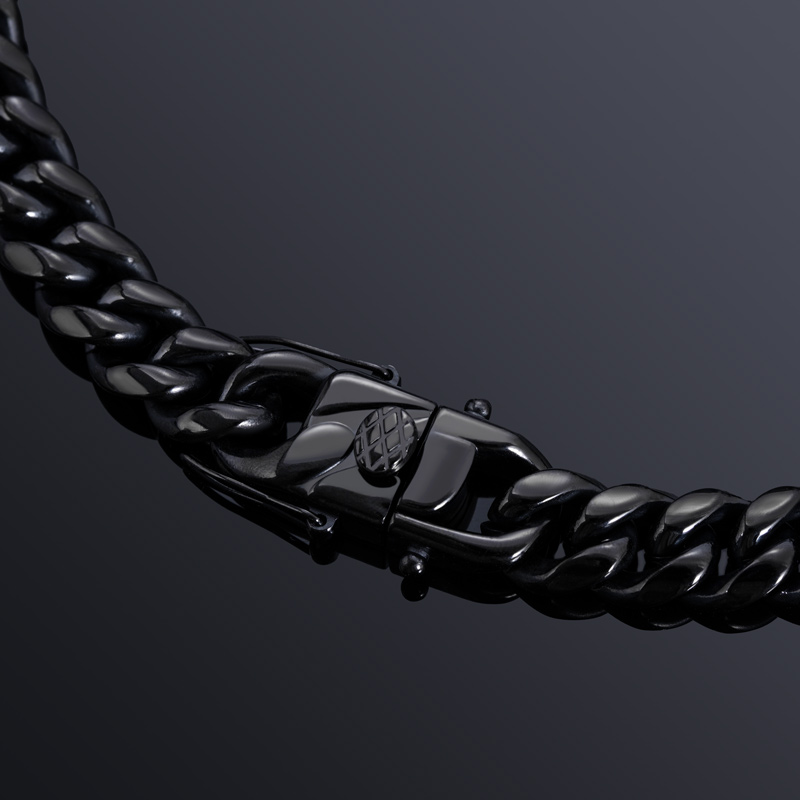  10mm Stainless Steel Cuban Chain in Black Gold