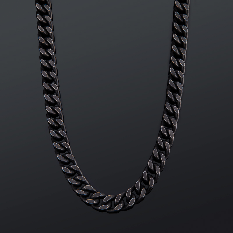 14mm Curb Chain with Hook Buckle Clasp in Black Gold